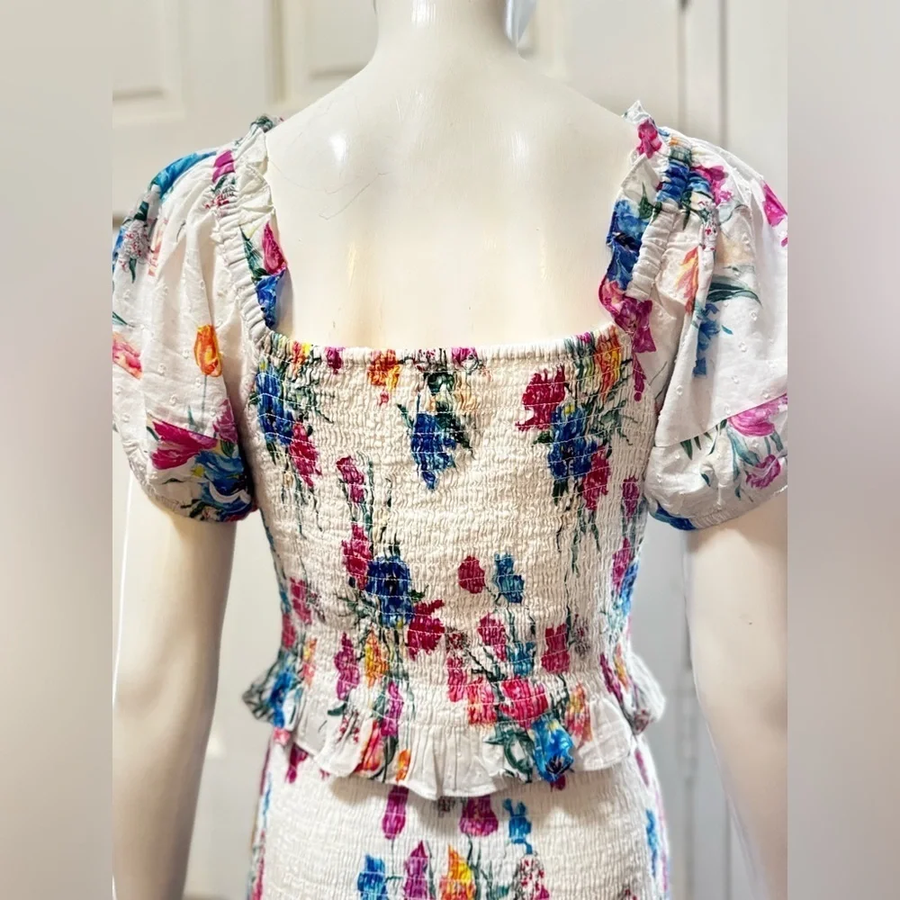 LoveShackFancy 100% Cotton JARRAH Coquette Fun Floral Short Dress Sz Small L#34